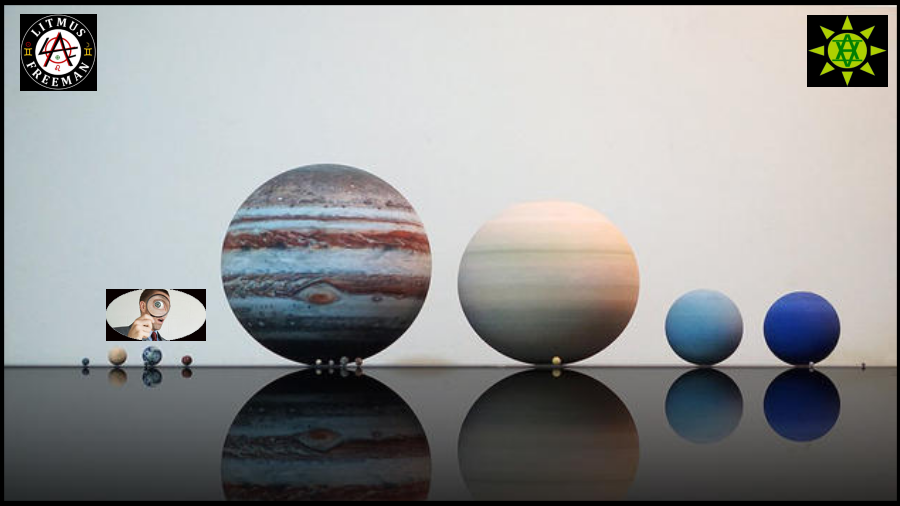 The relative sizes of the planets